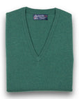 Robert Old - Spruce Green Blenheim Cashmere Sleeveless V-Neck Sweater CASHMERE Robert Old Spruce 36UK