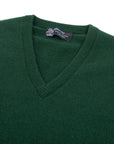 Robert Old - Bottle Green Tobermorey 4ply V-Neck Cashmere Sweater
