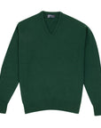 Robert Old - Bottle Green Tobermorey 4ply V-Neck Cashmere Sweater