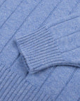 Robert Old - The Wellington Cashmere Ribbed Zip Neck Sweater - Azzuro/Brume CASHMERE Robert Old