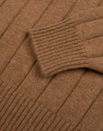 Robert Old - The Wellington Cashmere Ribbed Zip Neck Sweater - Caramel / Llama CASHMERE Robert Old