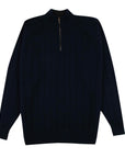 Robert Old - The Wellington Cashmere Ribbed Zip Neck Sweater - Nero Navy / Charcoal CASHMERE Robert Old