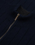 Robert Old - The Wellington Cashmere Ribbed Zip Neck Sweater - Nero Navy / Charcoal CASHMERE Robert Old