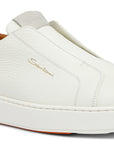 Santoni - White Tumbled Leather Slip-on Sneaker SHOES Santoni