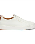 Santoni - White Tumbled Leather Slip-on Sneaker SHOES Santoni