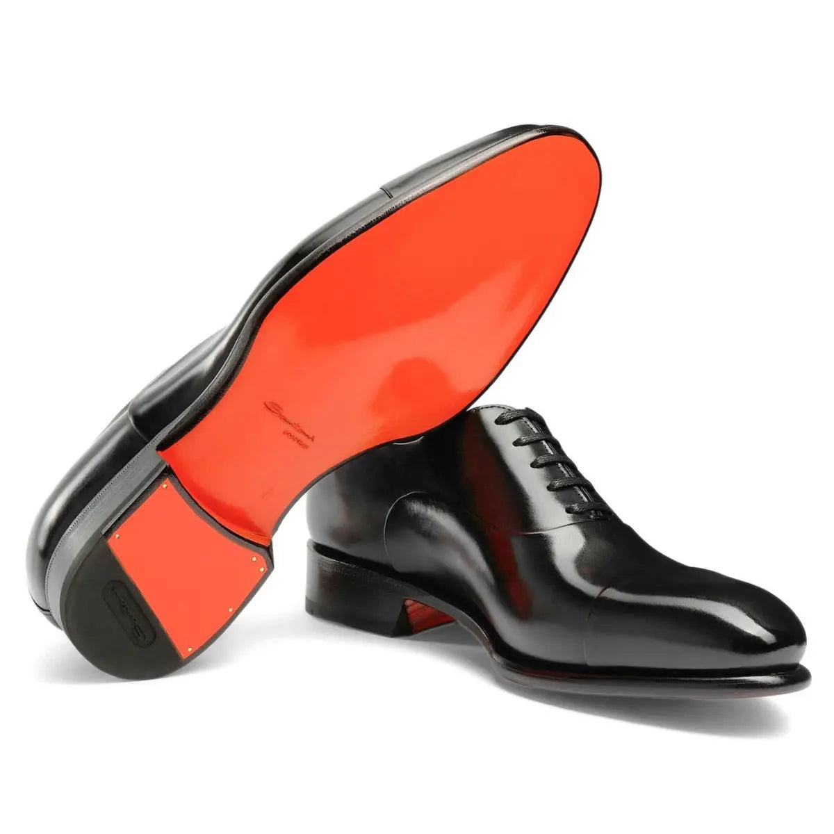 Santoni - Black Lace Up Oxford Shoe SHOES Santoni