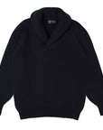 Robert Old - Dark Navy Torridon 8Ply Cashmere Shawl Collar Pullover CASHMERE Robert Old