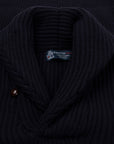 Robert Old - Dark Navy Torridon 8Ply Cashmere Shawl Collar Pullover CASHMERE Robert Old