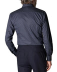 Eton - Navy Double E Logo Fine Print Twill Shirt L/S SHIRTS Eton