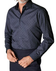 Eton - Navy Double E Logo Fine Print Twill Shirt L/S SHIRTS Eton