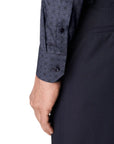 Eton - Navy Double E Logo Fine Print Twill Shirt L/S SHIRTS Eton