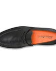 Santoni - Black Polished Leather Penny Loafer SHOES Santoni