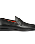 Santoni - Black Polished Leather Penny Loafer SHOES Santoni