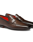 Santoni - Brown Polished Leather Penny Loafer SHOES Santoni