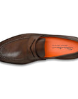 Santoni - Brown Polished Leather Penny Loafer SHOES Santoni