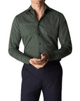 Eton - Dark Green Double E Logo Fine Print Twill Shirt L/S SHIRTS Eton