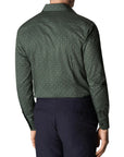 Eton - Dark Green Double E Logo Fine Print Twill Shirt L/S SHIRTS Eton