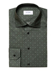Eton - Dark Green Double E Logo Fine Print Twill Shirt L/S SHIRTS Eton