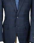 Robert Old - Navy Wool & Cashmere Windowpane Check Suit SUITS Robert Old