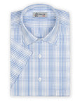 Robert Old - Light Blue Check Swiss Cotton Short Sleeve Shirt S/S SHIRTS Robert Old