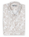 Robert Old - Beige Floral 100% Swiss Cotton Short Sleeve Shirt S/S SHIRTS Robert Old