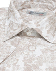 Robert Old - Beige Floral 100% Swiss Cotton Short Sleeve Shirt S/S SHIRTS Robert Old