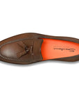 Santoni - Brown Polished Leather Tassel Loafer SHOES Santoni