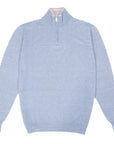 Fedeli - Blue Marl Cashmere & Linen Quarter Zip KNITWEAR FEDELI