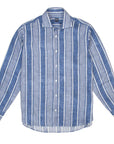 Fedeli - Bold Blue Stripe Linen Long Sleeve Shirt L/S SHIRTS FEDELI