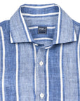 Fedeli - Bold Blue Stripe Linen Long Sleeve Shirt L/S SHIRTS FEDELI