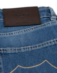 Moorer - Mid-Wash Natural Indigo Slim Fit 'Credi' Denim Jeans JEANS MooRER