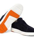 Santoni - Navy Suede Slip-On Sneaker SHOES Santoni
