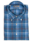 Robert Old - Blue Check Linen Button-Down Long Sleeve Shirt L/S SHIRTS Robert Old