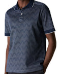 Eton - Navy Zigzag Jacquard Filo di Scozia Polo Shirt S/S POLOS Eton