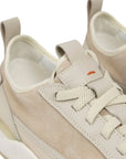 Santoni - Beige Tumbled Leather and Suede Sneaker SHOES Santoni
