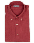 Robert Old - Red Linen Button-Down Long Sleeve Shirt L/S SHIRTS Robert Old