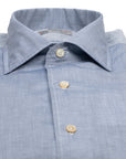 Robert Old - Steel Blue Cotton & Linen Long Sleeve Shirt L/S SHIRTS Robert Old