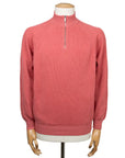 Moorer - Red Coral 'Basoli' Cotton Quarter Zip Jumper KNITWEAR MooRER