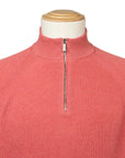 Moorer - Red Coral 'Basoli' Cotton Quarter Zip Jumper KNITWEAR MooRER