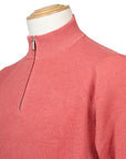 Moorer - Red Coral 'Basoli' Cotton Quarter Zip Jumper KNITWEAR MooRER