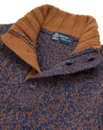 Robert Old - Navy & Vicuna Melange Buttoned-Neck Wool Jumper KNITWEAR Robert Old