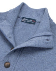 Robert Old - Blue Melange Buttoned Zip-Neck Wool Jumper KNITWEAR Robert Old
