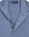 Robert Old - Blue Melange Buttoned Zip-Neck Wool Jumper KNITWEAR Robert Old