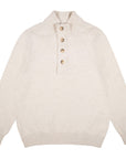 Robert Old - Oatmeal Virgin Wool Buttoned Zip-Neck Wool Jumper KNITWEAR Robert Old