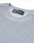 Robert Old - Ice Blue Wool & Cashmere Blend Crew Neck Jumper KNITWEAR Robert Old