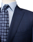 Robert Old - Navy Windowpane Check Super 130’s Wool Suit SUITS Robert Old