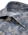 Robert Old - Blue Paisley Pure Cotton Italian Long Sleeve Shirt L/S SHIRTS Robert Old