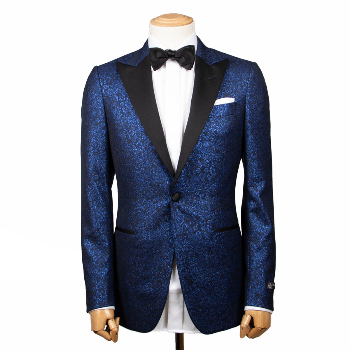 Blue Black Floral Caccioppoli Jacquard Tuxedo Jacket – Robert