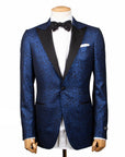 Robert Old - Blue & Black Floral Caccioppoli Jacquard Tuxedo Jacket JACKETS Robert Old