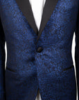 Robert Old - Blue & Black Floral Caccioppoli Jacquard Tuxedo Jacket JACKETS Robert Old